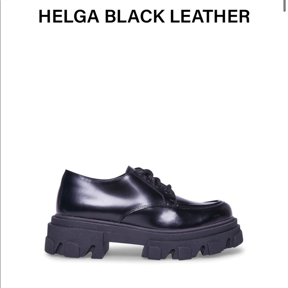 STEVE MADDEN BLACK HELGA PLATFORM LOAFERS